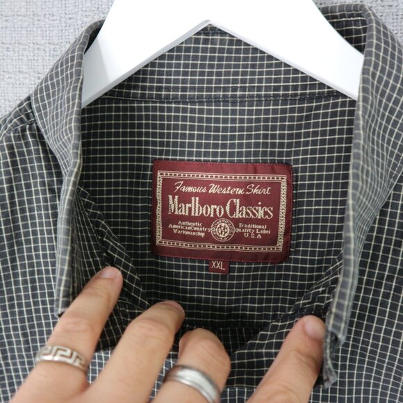 Vintage Marlboro Classics Checkered Button Up XXL - Picture 4 of 5